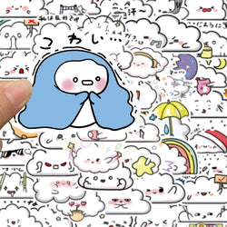10/30/50PCS Cute Cartoon Clouds Stickers Graffiti Decoration DIY Toys Laptop Skateboard Phone Guitar PVC Waterproof Kids Sticker (ONLINE ORDER ONLY)