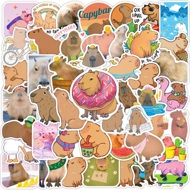 10/30/50pcs Cute Cartoon Capybara Graffiti Stickers Aesthetic Decals Decoration Laptop Notebook Phone Diary Stationery Sticker (ONLINE ORDER ONLY)