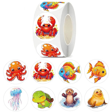 100-500pcs Cartoon Marine Animals Stickers Reward Stickers Party Gift Seal Label Children Stationery Stickers (ONLINE ORDER ONLY)