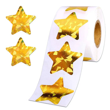100-500pcs Holographic Golden Star Stickers For Kids Reward Foil Star Stickers Labels For Wall Crafts Classroom Supplies 1inch (ONLINE ORDER ONLY)