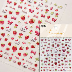 Lovely Bowknot Flower Shiny Star Love Heart Vibrant and Lively Tulip Moon Self Adhesive Nail Art Stickers Relief Manicure Decals (ONLINE ORDER ONLY)