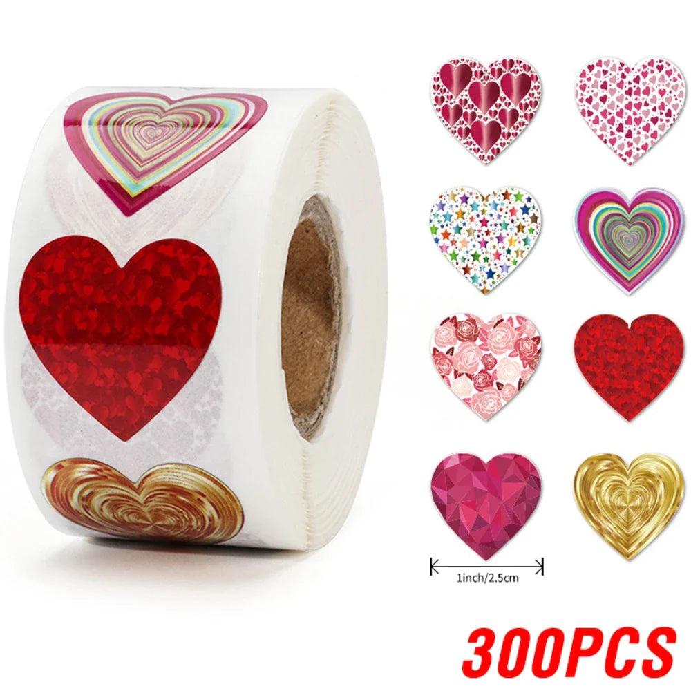 100-500pcs 1inch Red Heart Stickers for Valentine's Day New Baking Packaging Sticker Envelope Seals Love Decorative Stickers (ONLINE ORDER ONLY)