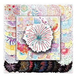 10/50Pcs Retro Fireworks Stickers Creative Aesthetic Holiday Ledger Decorative Stationery Stickers 2023 (ONLINE ORDER ONLY)