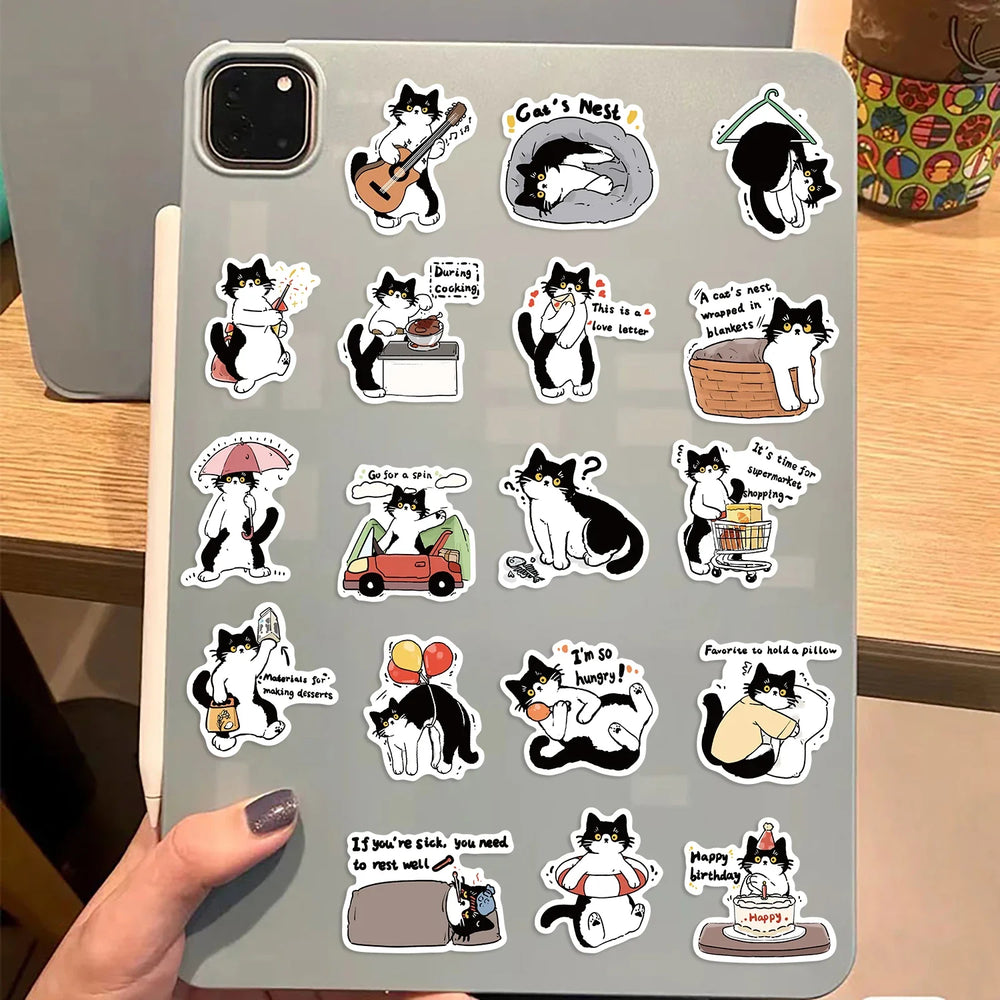 50PCS Cute Cow Cat Stickers Vinyl Waterproof Funny Cats Decals for Water Bottle Laptop Skateboard Scrapbook Luggage Kids Toys (ONLINE ORDER ONLY)