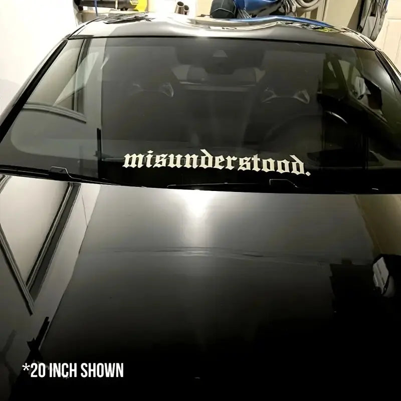 20/30/36in Misunderstood Decal Sticker Windshield Banner Vinyl Car Decal, White and Black，For Cars, Trucks, Walls,  Motorcycles (ONLINE ORDER ONLY)