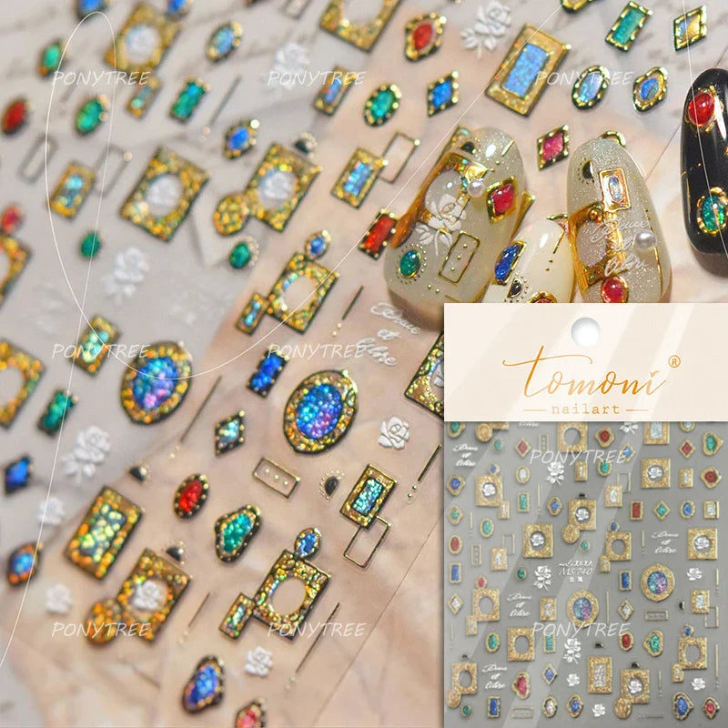 Button Rag Floral Print Flower Small Sticker Cloth Morning Glory Figure Pattern Thread Adhesive Nail Art Stickers Manicure Decal (ONLINE ORDER ONLY)