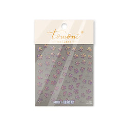 Cherry Blossom Dance Flower Gradient Petal Hot Stamping Laser Pink Adhesive Nail Art Stickers Special Process Manicure Decals (ONLINE ORDER ONLY)
