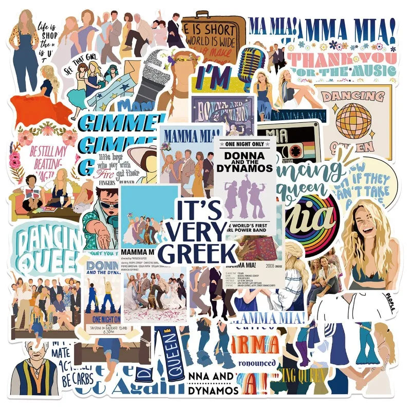 Mamma Mia Stickers Pack: Movie, Dance, Suitcase, Water Cup, Stationery, Phone, Car, Laptop, Fridge Decor (ONLINE ORDER ONLY)