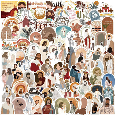 10/50/102pcs Jesus Phrase Christians Religion Bible Stickers Aesthetic Graffiti Decals DIY Luggage Skateboard Scrapbook Sticker (Online Order Only)