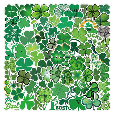St Patrick's Day Cartoon Stickers: Clover Decals for Laptop, Phone, Guitar, Fridge (10/30/50/110PCS) (Online Order Only)