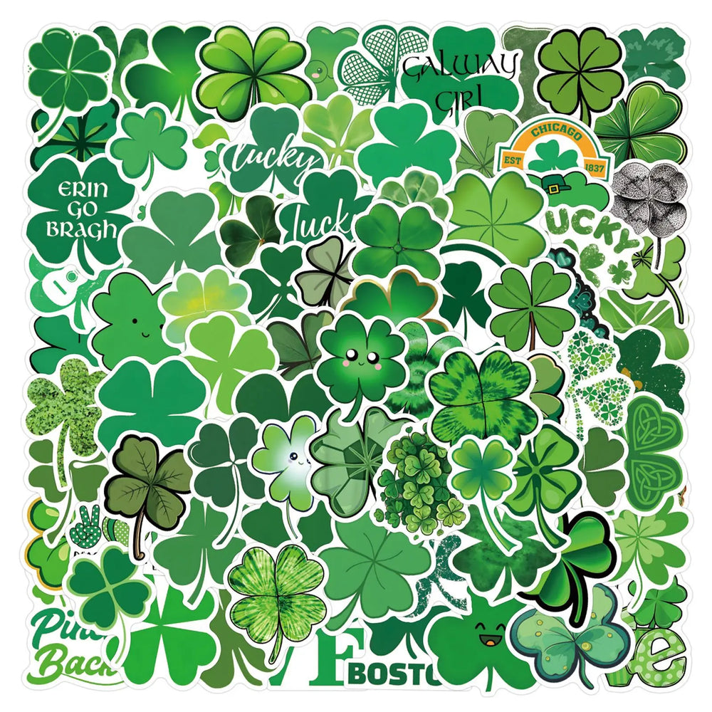 St Patrick's Day Cartoon Stickers: Clover Decals for Laptop, Phone, Guitar, Fridge (10/30/50/110PCS) (Online Order Only)