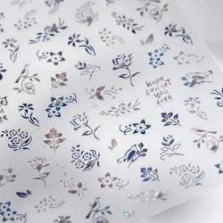 Blue Flower Vivid Bird Hope Can Set You Free Magpie Leaf Pearl Letter Adhesive Nail Art Sticker Aesthetic Beauty Manicure Decal (ONLINE ORDER ONLY)