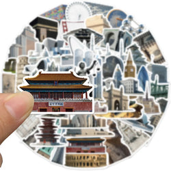 10/65Pcs World Architecture Tourism PVC Stationery Stickers Scrapbooking DIY Diary Album Stick Label (ONLINE ORDER ONLY)