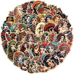 Retro Girl Graffiti Stickers for Suitcase, Skateboard, Laptop, Luggage, Phone, Car - 10/30/50Pcs DIY Decals (ONLINE ORDER ONLY)