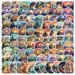 10/50/100pcs Outdoor Hiking Camping Stickers Travel Decals DIY Skateboard Phone Laptop Car Luggage Bike Cool Waterproof Sticker (ONLINE ORDER ONLY)
