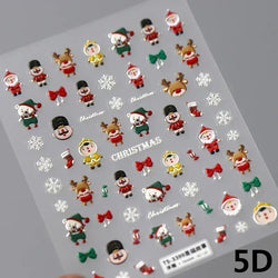 Snowman Apple Stars Gift Bell Snowflake Christmas Tree 3D Jelly Self Adhesive Nail Art Stickers Santa Claus Xmas Manicure Decals (ONLINE ORDER ONLY)