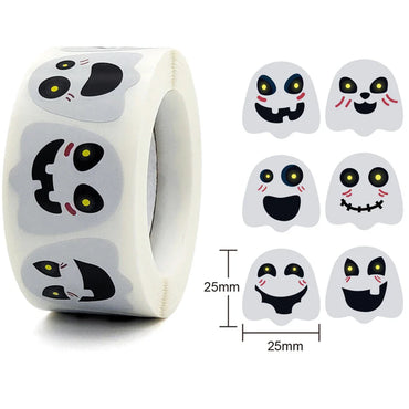 100-500pcs Halloween Sticker Ghost Labels Gift Candy Bags Seal Stickers Halloween DIY Package Paper Sticker Party Decoration (Online Order Only)