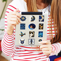 10/30/50PCS Kawaii Blue Starry Sky Sticky PVC Sticker Aesthetic Stationery DIY Decoration Scrapbooking School Supplies for Kids (ONLINE ORDER ONLY)