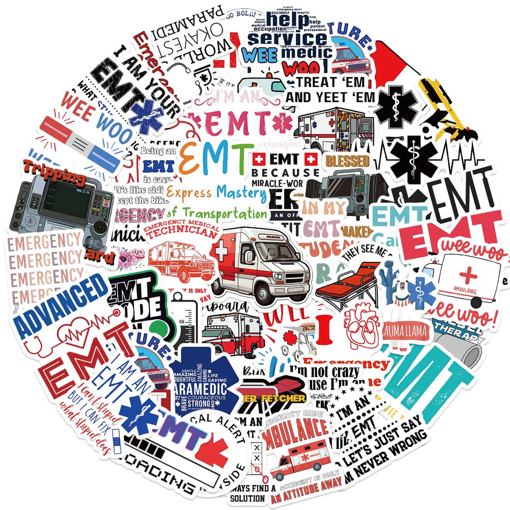 Emergency Medical Technician Stickers 10/30/50Pcs for Suitcase, Skateboard, Laptop, Luggage, Phone, DIY Decal (ONLINE ORDER ONLY)