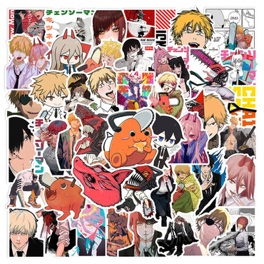 10/30/50pcs Classic Anime Chainsaw Man Cool Stickers Decals Skateboard Phone Case Guitar Cartoon Waterproof Decoration Sticker (ONLINE ORDER ONLY)
