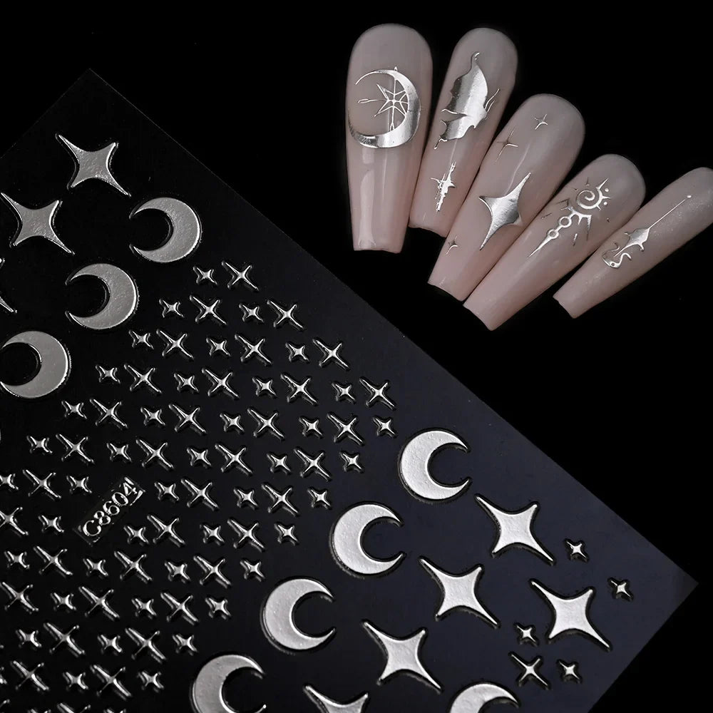 4pcs Elegant Metallic Butterfly Nail Art Stickers Holographic Silvery Chrome Effect Butterfly Sliders for Nails Manicure Decors* (ONLINE ORDER ONLY)