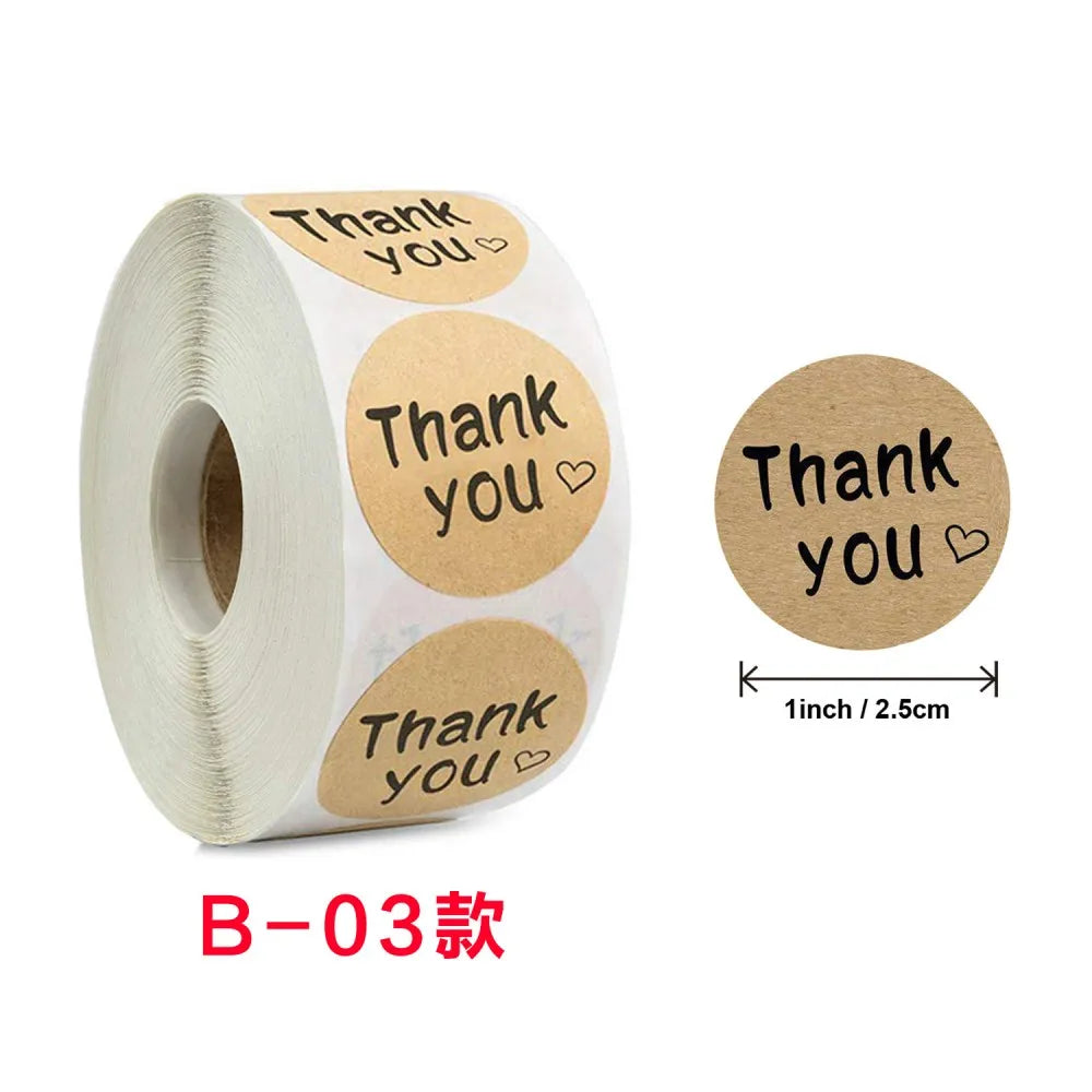 50-500pcs Round Natural Kraft Handmade Thank You Stickers Scrapbooking For Gift Baking Package Adhesive Sticker Seal Labels (ONLINE ORDER ONLY)