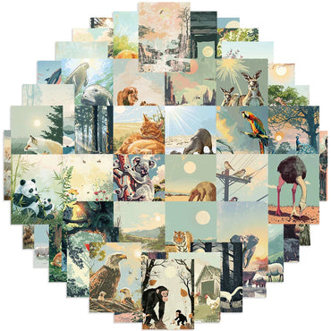 50PCS Vintage Nature Scene Illustrations Stickers Decorations for Journaling Scrapbooking Diary Stationery Waterproof Sticker﻿ (ONLINE ORDER ONLY)