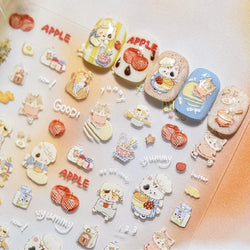 Sweater Glovesvacuum Cup Milk Fallen Leaves Kitten Adhesive Nail Art Stickers Warm Suitpinecone Kitchenware Cat Manicure Decals (ONLINE ORDER ONLY)