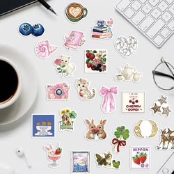 50PCS Aesthetic Pinterest Sticker Cartoon Aesthetic Cute Decals Laptop Notebook Phone Decoration Fashion Sticker (ONLINE ORDER ONLY)