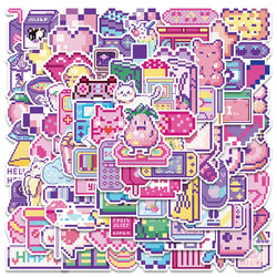 95PCS Cute Pink Pixel Cartoon Stickers Waterproof DIY Luggage Laptop Decals (ONLINE ORDER ONLY)