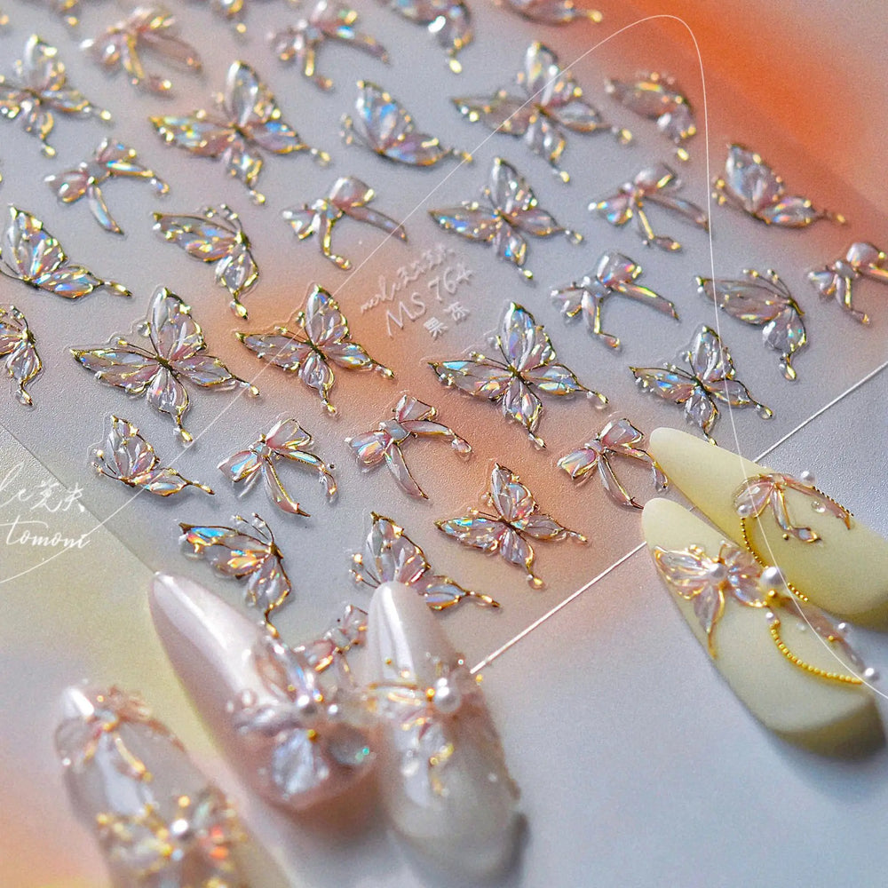 Bowknot Ribbon Butterfly Jelly Shiny Sparkling Delicate Charming Bow Tie 5D Nail Art Decorations Stickers DIY Manicure Decals (ONLINE ORDER ONLY)