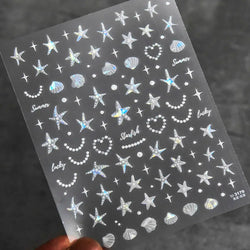 Summer Beach Ocean Shell Starfish Clams Conch Stars Sea Bubble Seasnail Soft Relief Decoration Nail Art Stickers Manicure Decals (ONLINE ORDER ONLY)