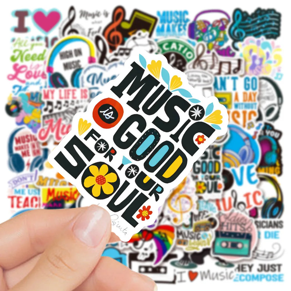 10/30/50pcs Cute Motivational Music Notes Stickers Inspirational Phrases Decals Scrapbook Suitcase Fridge Skateboard Sticker Toy (ONLINE ORDER ONLY)