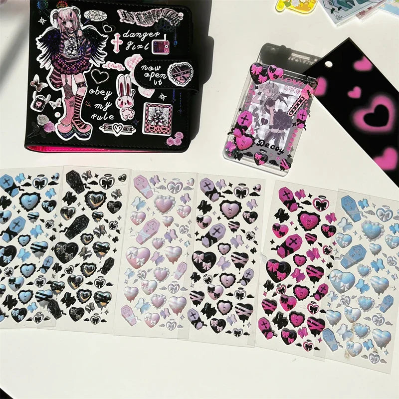 Asia Sweet Style 3D Love Heart Stickers Hand Account Idol Card DIY Material Decorative Sticker Personalized Kawaii Stationery (ONLINE ORDER ONLY)