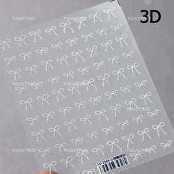 Chic Red Bowknot Silk Ribbon Pearl Elegant Line Self Adhesive Nail Art Stickers Dressy Rhinestone Manicure Decals Nail Supplies (Online Order Only)