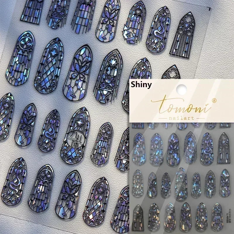 Dark Sword Coiled Snake Cross Butterfly Wing Starburst Starlight Gothic Reptile Animals Nail Art Sticker Festival Manicure Decal (ONLINE ORDER ONLY)