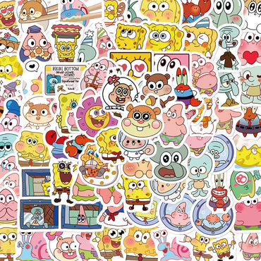 10/30/50/95PCS Spongebob Squarepants Stickers Kawaii Graffiti Decals Scrapbook Luggage Laptop Guitar Bike Cartoon Sticker Toys (ONLINE ORDER ONLY)