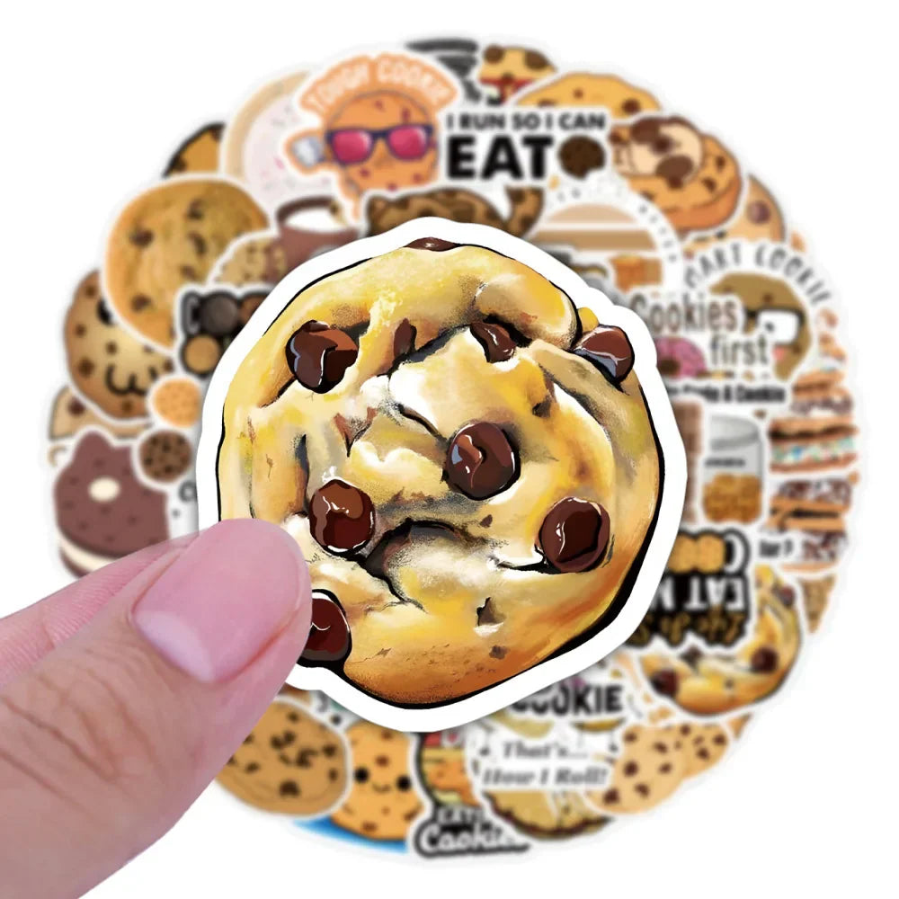 Cartoon Food Chocolate Chip Cookie Stickers for Laptop Luggage Skateboard Kid Toys (ONLINE ORDER ONLY)