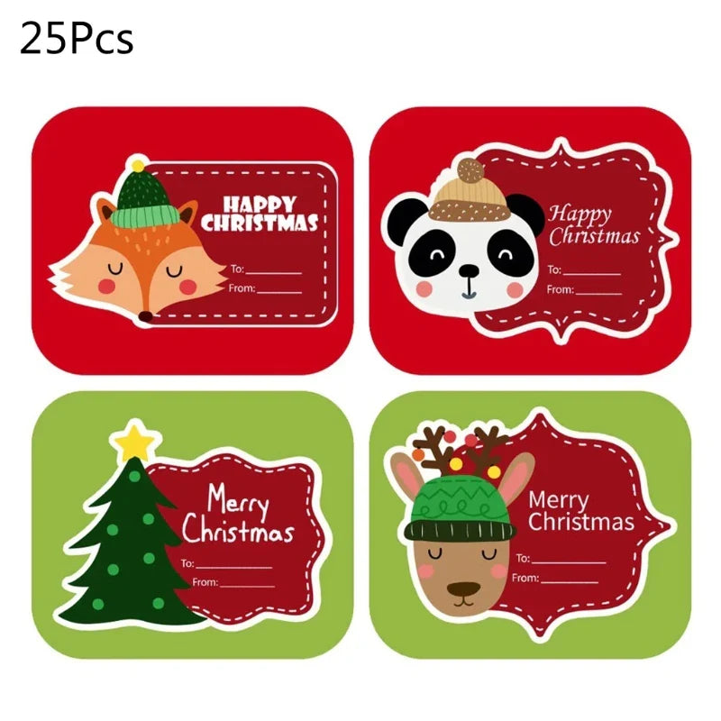 100pcs Merry Christmas Stickers Writable Name Tags Xmas Sticker Write On Labels Holiday Present DIY Gift Box Baking Card (Online Order Only)