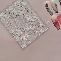 Lace Bowknot Hollow Out Fabric Art Fragmentation Sensation Petal Embossed Hottie Adhesive Nail Art Sticker Chic Manicure Decals (ONLINE ORDER ONLY)