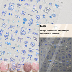 Graffiti Lines Apple Dog Car Bowknot Love Heart Flower Capture Net Grid Butterfly Rain Adhesive Nail Art Sticker Manicure Decals (ONLINE ORDER ONLY)