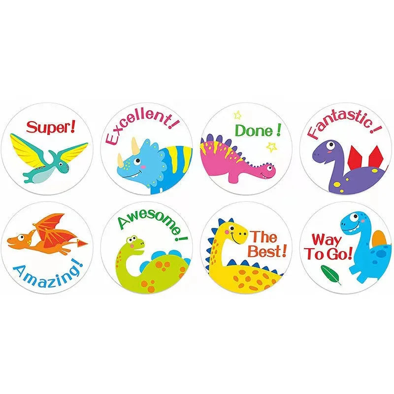 100-500pcs Cute Dinosaur Pattern Reward Encouragement Sticker Roll for Kids Motivational Stickers with Cute Animals for Students (ONLINE ORDER ONLY)