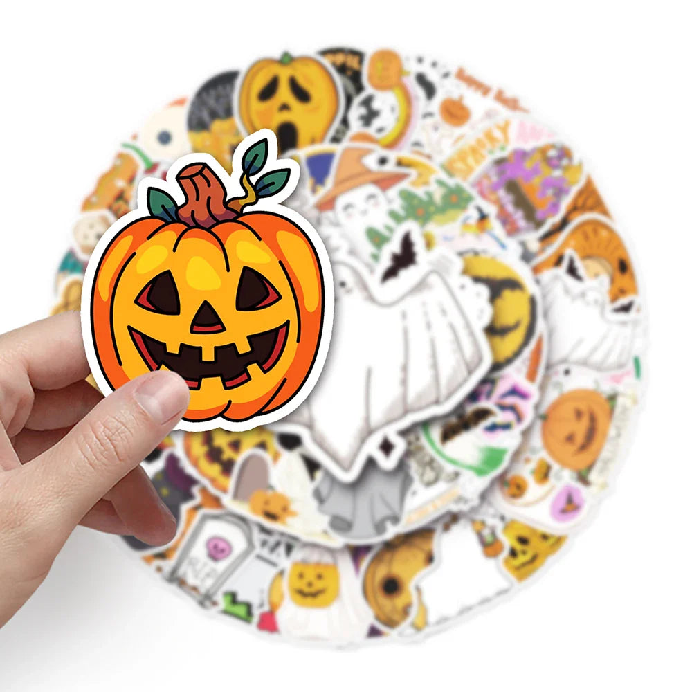10/30/50PCS Horror Halloween Cartoon Sticker Decals For Notebook Motorcycle Bike Laptop PVC Waterproof Graffiti Stickers Kid Toy (ONLINE ORDER ONLY)