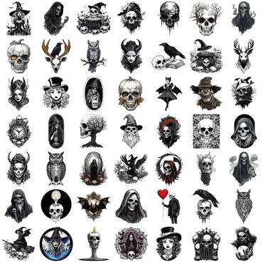 10/30/50PCS Dark Skull PVC Sticker Aesthetic Colored DIY Korean Decoration Scrapbooking Hand Accounting Supplies for Kids (ONLINE ORDER ONLY)