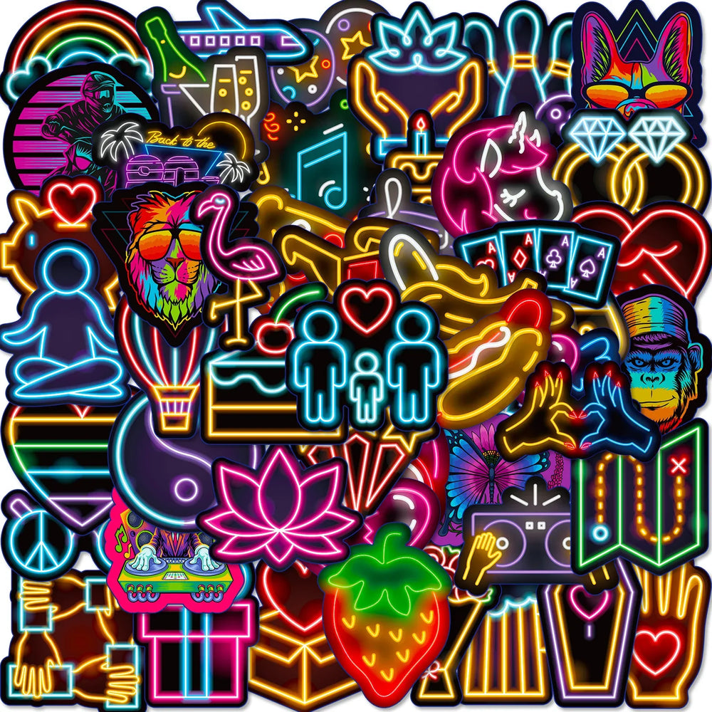 50Pcs Neon Cartoon Graffiti Stickers for Helmet Wall DIY Decoration (ONLINE ORDER ONLY)