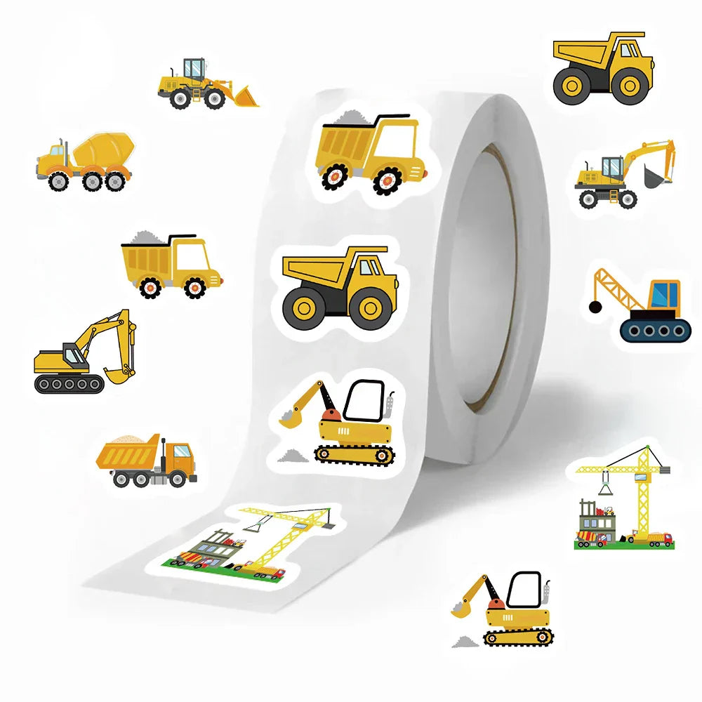500Pcs Construction Vehicle Stickers for Kids - Reward, DIY Decoration, Thank You Labels (ONLINE ORDER ONLY)