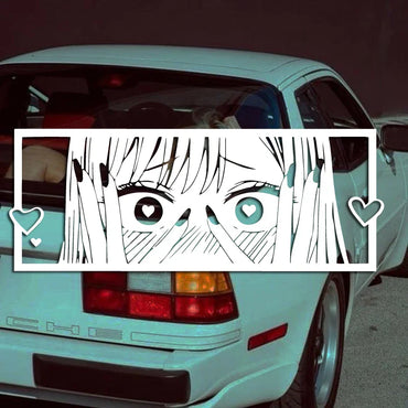 Shy anime girl with love eyes decal,jdm style japanese anime style high quality for windows,For a Unique look! (ONLINE ORDER ONLY)