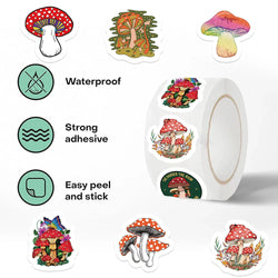 100-500pcs Children Mushroom Reward Stickers School Students Cute Cartoon Stationery Sticker Scrapbooking DIY Gift Decoration (ONLINE ORDER ONLY)