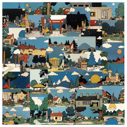50PCS Retro Cartoon Landscape Stickers for Laptop Guitar Luggage Bike Skateboard Waterproof Decals (Online Order Only)