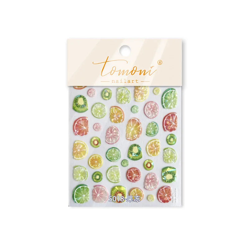 Colorful Fruit Lemon Grapefruit Kiwifruit Candy Popsicle Rabbit Cherry Apple Paw Jelly Adhesive Nail Art Sticker Manicure Decals (ONLINE ORDER ONLY)